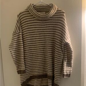 Striped Cream and Gray Women's Sweater
